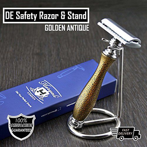Haryali London DE Safety Shaving Razor & RVS Stand Shaving Combo | 5056174603757