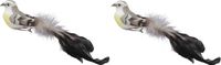 Merkloos 12x Grijze decoratie vogels op clip 21 cm
