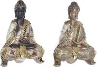 DKD Home Decor Beige Bruin Boeddha Hars (17 x 8 x 24 cm) (2 Stuks)