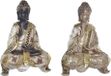 DKD Home Decor Beige Bruin Boeddha Hars (17 x 8 x 24 cm) (2 Stuks)