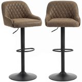 HOMCOM barkruk - PU, metaal - Set van 2 - Donkerbruin