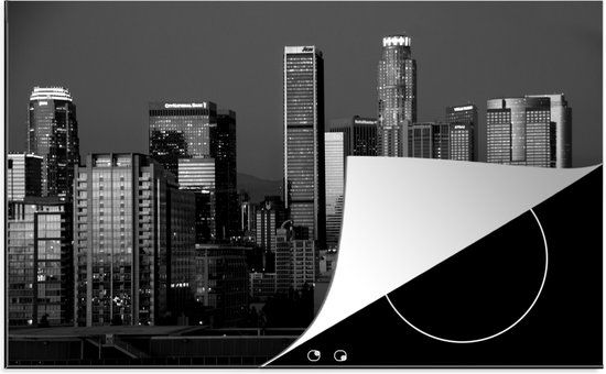 KitchenYeah® Inductie beschermer 77x51 cm - Skyline Los Angeles - Zwart Wit