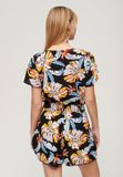 Superdry Beach playsuit met korte mouwen Dames watercolour tropic orange Katoen