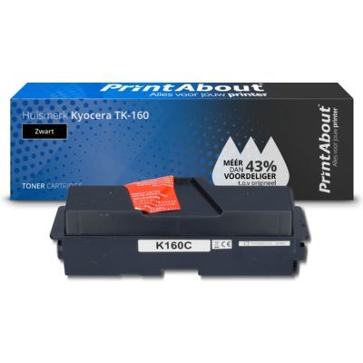 PrintAbout Huismerk Kyocera TK-160 Toner Zwart | Compatibel | Zwart | 3000 pagina's