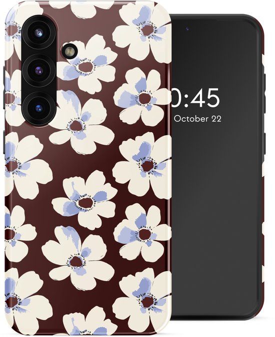Selencia Hoesje - Geschikt voor Samsung Galaxy S25 - Backcover met Magnetische Ring - Choco Flower Pop