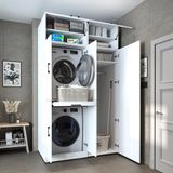 Roomart DORA-I Wasmachine Ombouwkast 130x230 cm met Opzetkast - Wit