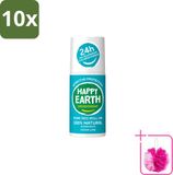 Happy Earth 10 x Déodorant Roll-On Cèdre Citron Vert 75 ml