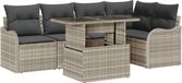 vidaXL Banc de jardin - Set - avec - coussin - 6 - pcs - Gris clair - poly - rotin