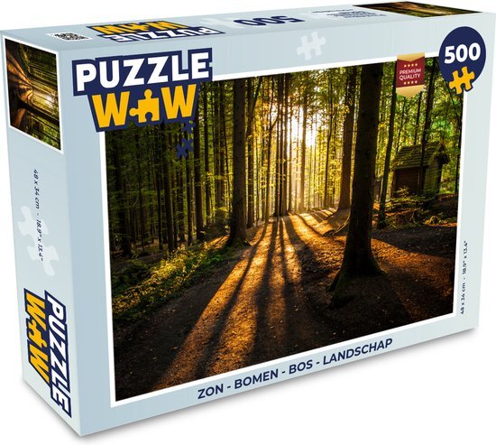 MuchoWow Puzzel Zon - Bomen - Bos - Landschap - Natuur - Legpuzzel - Puzzel 500 stukjes - Sinterklaas cadeautjes - Sinterklaas voor grote kinderen