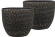 Ter Steege Plantenpot/Bloempot Lava Stone - Set van 2x stuks - zwart - D15 x H13 cm - binnen