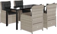 vidaXL 5-delige tuinset met kussens, lichtgrijs, polyrotan