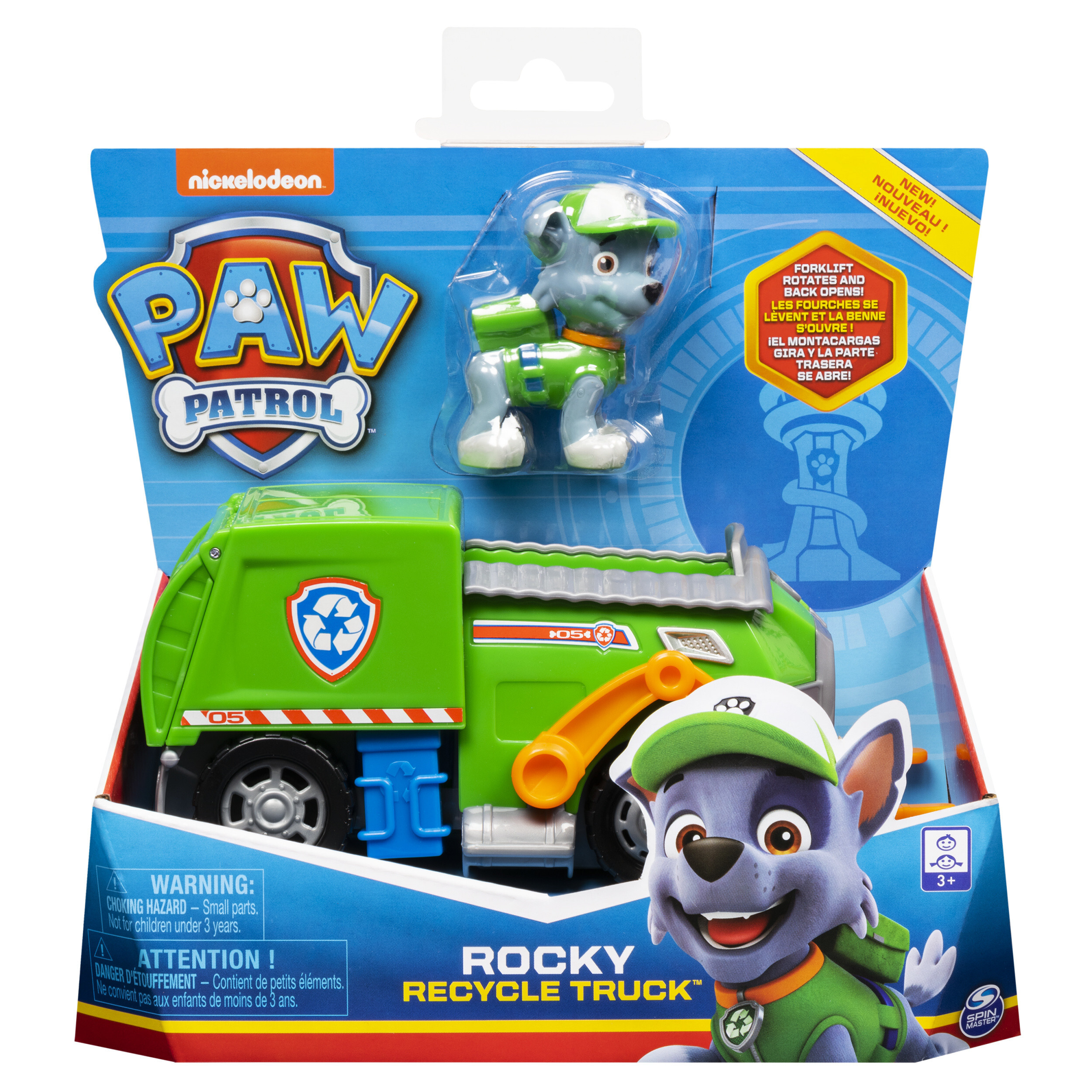 Spin Master PAW Patrol - Rocky - Vuilniswagen - Speelgoedvoertuig met actiefiguur