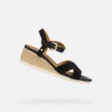 GEOX Dames Sandalen Ischia Corda - Zwart - Maat 38