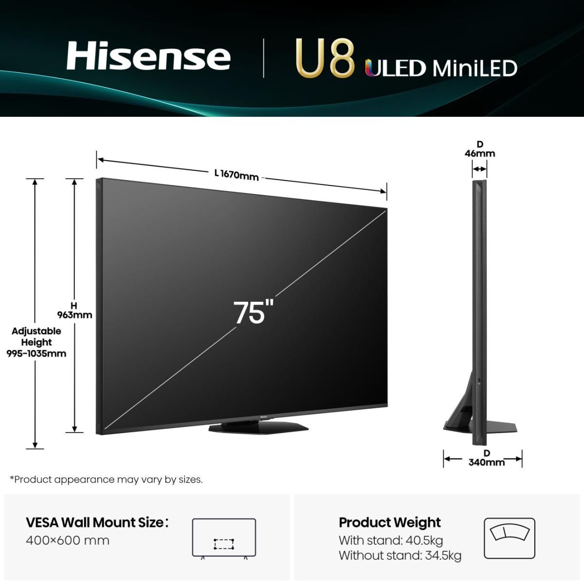 Hisense 75U8Q / Flat screen / 75 / 2025