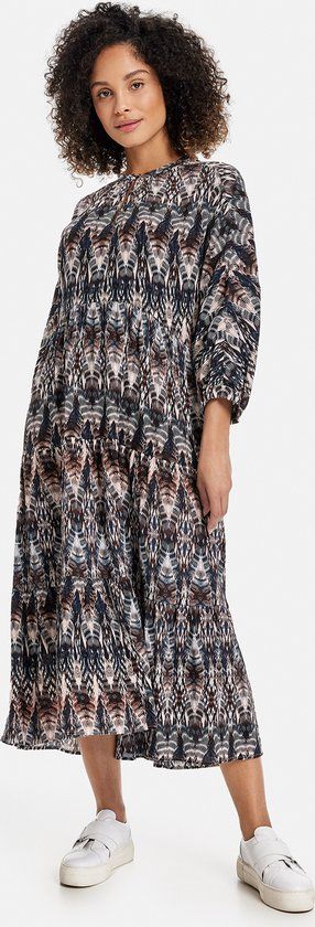 GERRY WEBER Dames Maxi-jurk - Blauw Gemustert - Maat 38