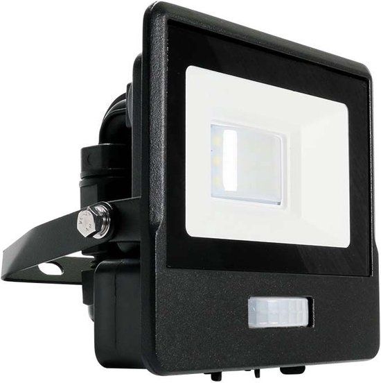 V-TAC VT-118S-B LED Schijnwerper - Samsung - PIR Sensor - IP65 Waterdicht - Zwart - 10W - 735 Lumen - 3000K