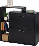 Merkloos Relaxdays Schoenenkast - 90x80x23,5 cm - 2 kleppen - zwart