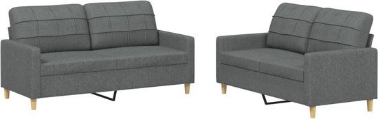 vidaXL 2-delige Loungeset met kussens stof donkergrijs