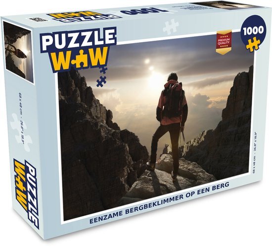 MuchoWow Puzzel Eenzame bergbeklimmer op een berg - Legpuzzel - Puzzel 1000 stukjes volwassenen