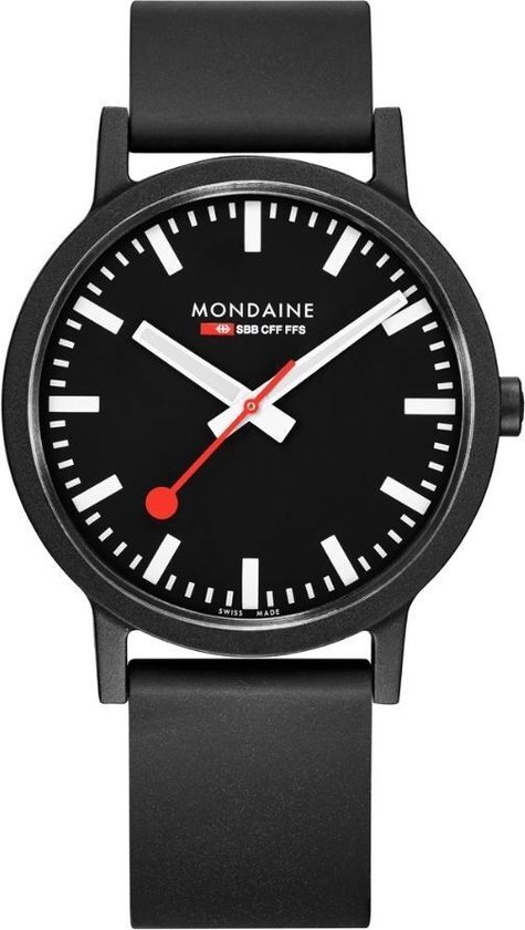 Mondaine MS1.41120.RB horloge heren - zwart - duurzame grondstoffen