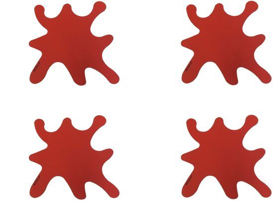 NOOBLU - leren onderzetter - SPLASH 15 - donkerrood leer - set van 4