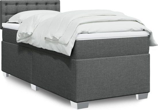 vidaXL Boxspring met matras stof donkergrijs 80x200 cm