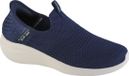 Skechers Instapper Hands-Free Slip-Ins 149709 NVY Machine Washable Dames Blauw Leer Rubber 38.5