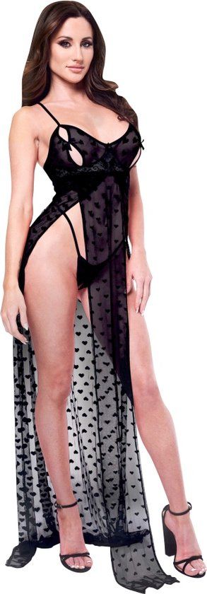 Baci - Mesh Gown & Gstring Set - Black - M/L