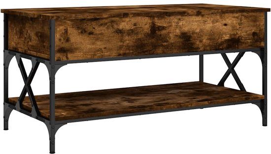 vidaXL Salontafel 100x50x50 cm bewerkt hout en metaal gerookt eiken