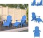 vidaXL Adirondack Tuinstoel Set - Aquablauw - HDPE - 73x83x92 cm - Inclusief voetenbanken - Tuinstoel