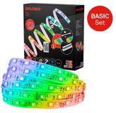 Briloner Pimp Your Stripe Starterset, 2 m, ledstrip, IP44 spatwaterbescherming, afstandsbediening, 3 m voedingskabel, kleurrijke RGBW, inkortbaar, outdoor, ledstrip, led-lichtstrip, terrasdecoratie
