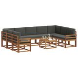 vidaXL - Buiten - bank - set - 10 - st - Natuurlijk - en - Antraciet