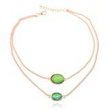Deja Jewels Gelaagde goudkleurige verstelbare Boho stijl ketting met groene stenen