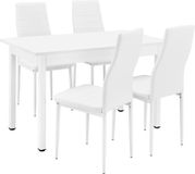 en.casa Eethoek eetkamerset Graz 5-delig tafel met stoelen wit