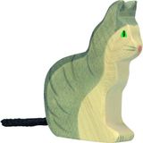 Holztiger Kat Zittend Houten Figuur 7X2X8Cm