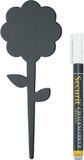Merkloos / Sans marque Securit Krijtbordjes van bloemen vormen - op stokje - 5x stuks - 18 cm - instekers - met witte krijtstift