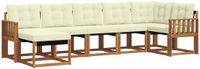 vidaXL - Hoek loungeset - 7 zitplaatsen - Natuurlijk en crème - Acacia hout