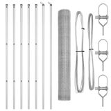 vidaXL - zeshoekig - gaashek - met - grondbevestiging - 10 - x - 1,2 - m - zilver - Mesh