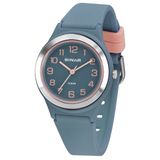 Sinar - Montre Enfant / Adolescent / Jeune - Montre Enfant Fille / Adolescent / Jeune - 10 bar Étanche - Analogique - Bleu / Rosé - Ø 36 mm - Bracelet Solide en Silicone - Réglable (13 - 18,5 cm) - Boucle en Acier Inoxydable - Quartz - XB-48-22