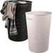Plasticforte Set paniers à linge Rotan - noir et beige - plastique tressé - 51 litres - 38 x 57 cm - rond