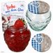MamboCat 2-delige set jamfles 580ml FRUTTA VASO met fruit-relief + TO82 deksel houten hart blauw