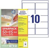 Avery Zweckform L4744REV-65 Universele etiketten 96 x 50.8 mm Papier Wit 65 vellen Weer verwijderbaar Inkjet, Laser
