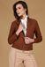 D'Arienzo Blouson bomber cuir daim cognac femme col mao, Taille XS, Couleur Cognac