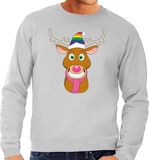 Bellatio Decorations Shoppartners Bv Foute kersttrui - Gay Rudolf het rendier - grijs - voor heren - met regenboog kerstmuts S
