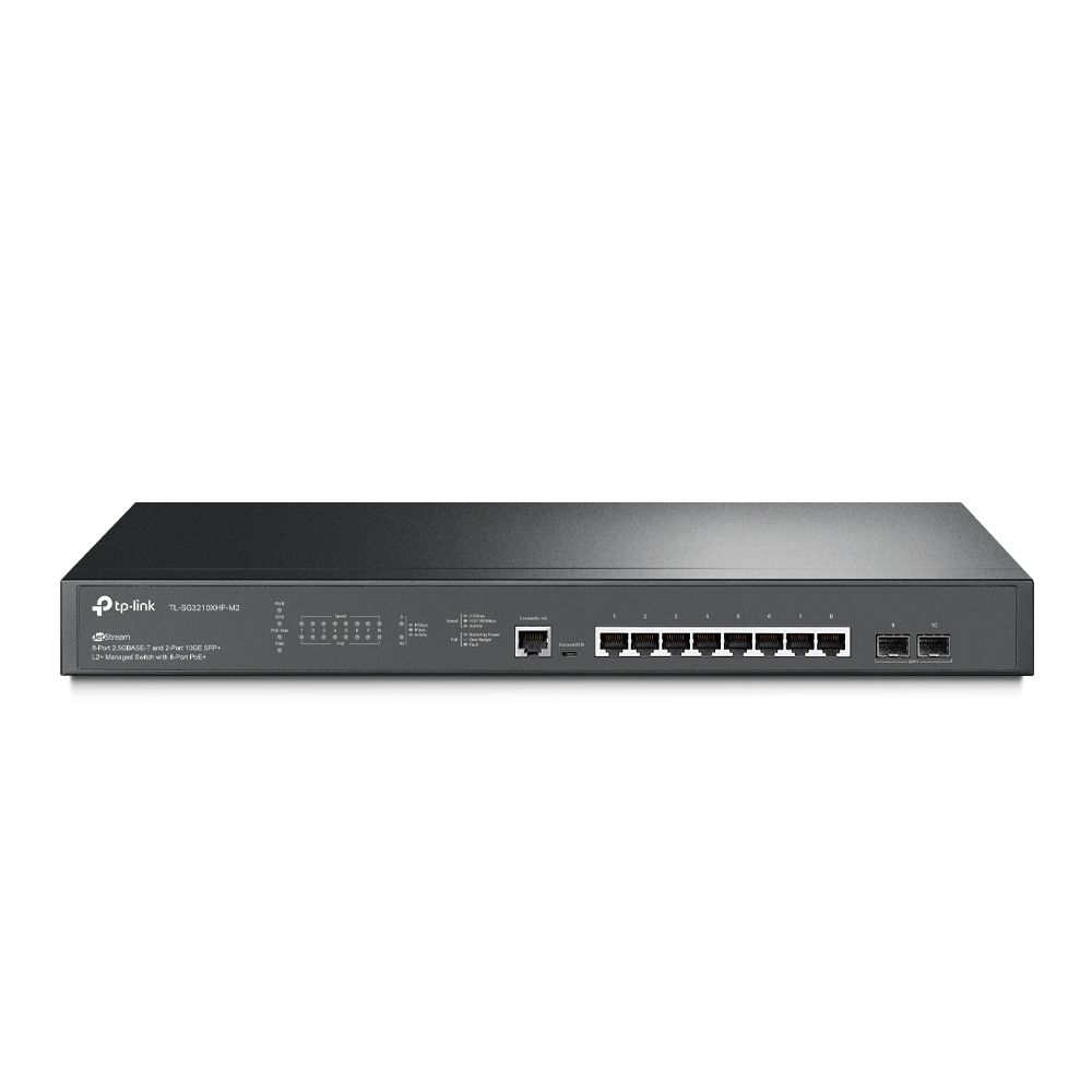 TP-Link JetStream TL-SG3210XHP-M2 - Managed L2+ 2.5G PoE Switch - 8x 2.5G Ports, 2x SFP+ Slots, 240W PoE Budget