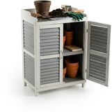 Merkloos Relaxdays Oppottafel - met werkblad en onderkast - 100x67x47 cm - hout - grijs