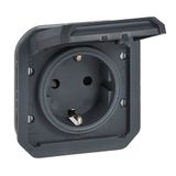 LEGRAND, Plexo 069839L Inzet stopcontact voor vochtige ruimtes, Schuko-standaard, incl. klapdeksel, aanraakbescherming, schroefklemmen, 16A, 250 volt, IP44 - IK08 (IP55 bij gesloten deksel), antraciet