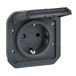 LEGRAND, Plexo 069839L Inzet stopcontact voor vochtige ruimtes, Schuko-standaard, incl. klapdeksel, aanraakbescherming, schroefklemmen, 16A, 250 volt, IP44 - IK08 (IP55 bij gesloten deksel), antraciet