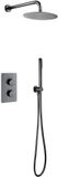 BES LED Inbouw Thermostatische Regendoucheset - Leoni - Regendouchekop 25 cm - Gunmetal Grijs - PVD Coating