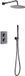 BES LED Inbouw Thermostatische Regendoucheset - Leoni - Regendouchekop 25 cm - Gunmetal Grijs - PVD Coating